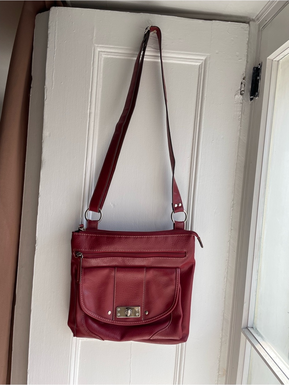 Vintage 90s Emilie M. Red Leather Crossbody Bag